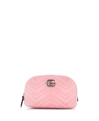 Pre-Owned Gucci Large Gg Marmont Cosmetic Case Matelasse Leather