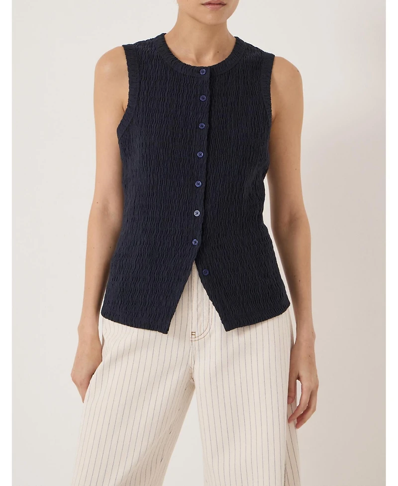 Hush Women's Textured Sleeveless Button Through Top