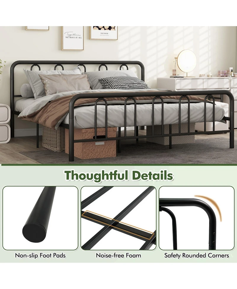 Gouun King Metal Bed Frame with Headboard