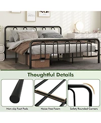 Gouun King Metal Bed Frame with Headboard