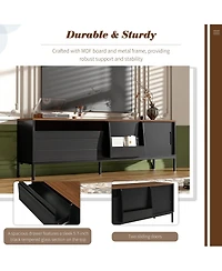 Rainsken 70.8 Media Console for Up to 75 TVs, Entertainment Center with Drawer, Sliding Doors and Adjustable Shelves for Living Room