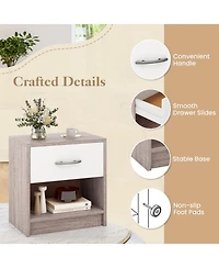Gouun Bedside Table Nightstand with Drawer and Open Shelf