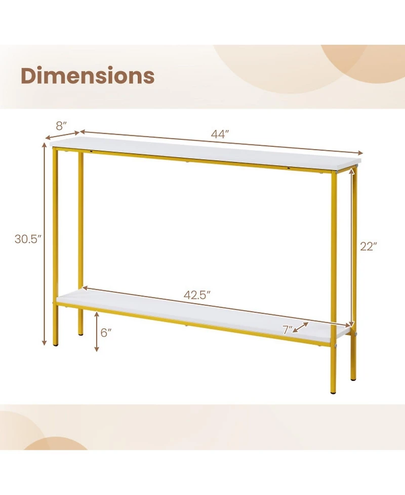 Gouun 44 in Ultra-Slim Console Table with Lower Shelf and Anti-Tipping Kits