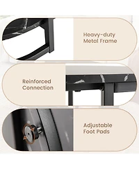 Gouun 39.5 in Faux Marble 2-Tier Coffee Table with Metal Frame