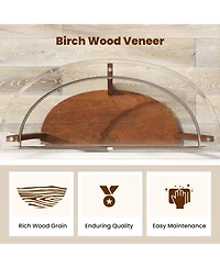 Gouun 40 in Half-Moon Tempered Glass Console Table with Open Shelf