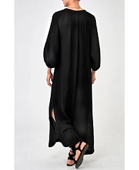 Ocean+Main Women's Avery Long Tie Neck Dress Gauze Caftan