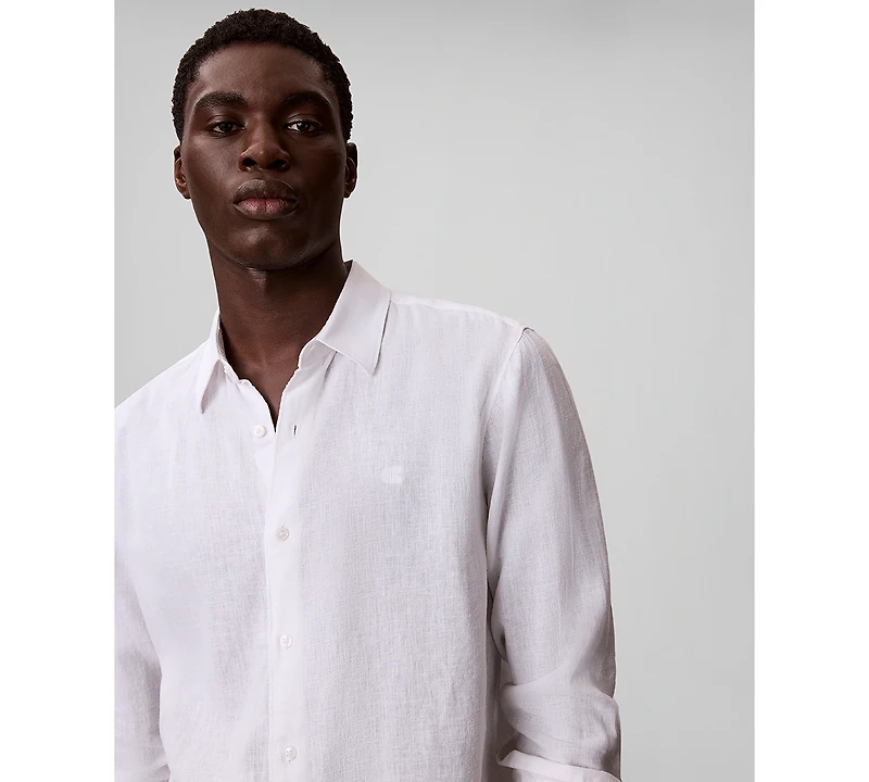 Calvin Klein Men's Solid Linen-Blend Shirt