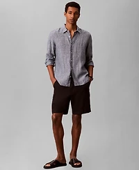Calvin Klein Men's Yarn-Dyed Pinstripe Linen Classic Shirt