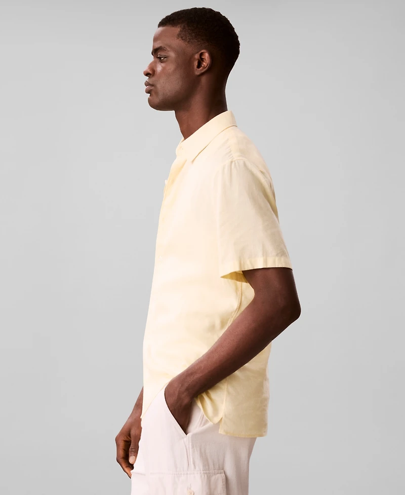 Calvin Klein Men's Linen-Blend Classic Button-Down Shirt