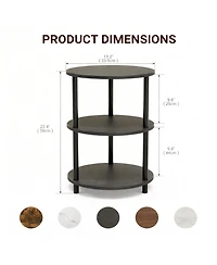 Yigii Small Round End Table 3 Tier Industrial Nightstand Side shelf Bedroom Living Room