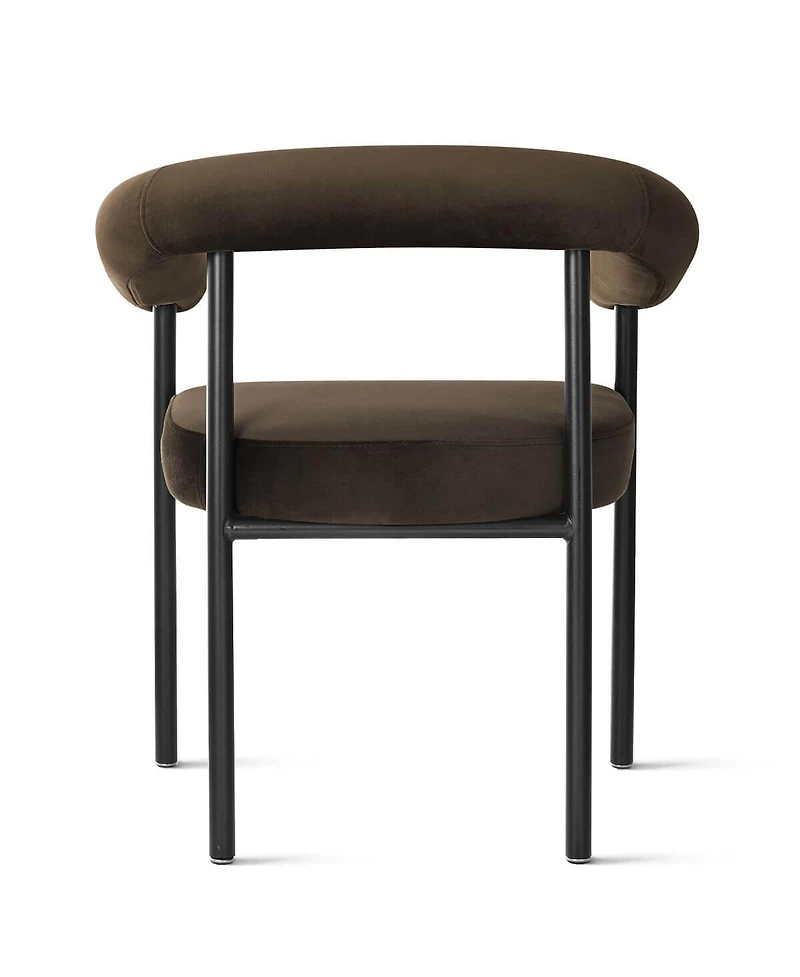 Maison Boucle Set of 2 Velvet Upholstered Dining Armchairs Curved Arms Metal Frame