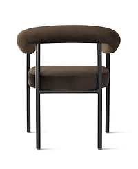 Maison Boucle Set of 2 Velvet Upholstered Dining Armchairs Curved Arms Metal Frame