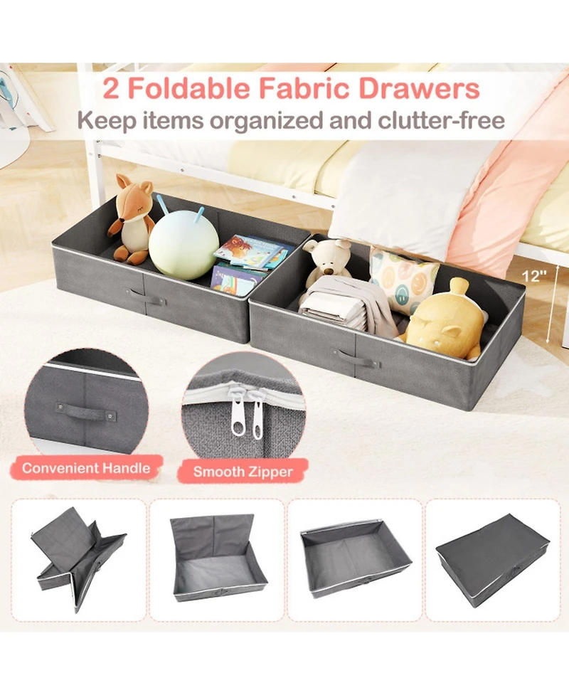 Gouun Full Kids House Bed Frame with Storage Drawers