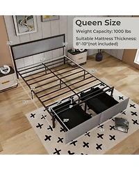 Gouun Queen Metal Platform Bed Frame with Led Lights and Storage Drawers
