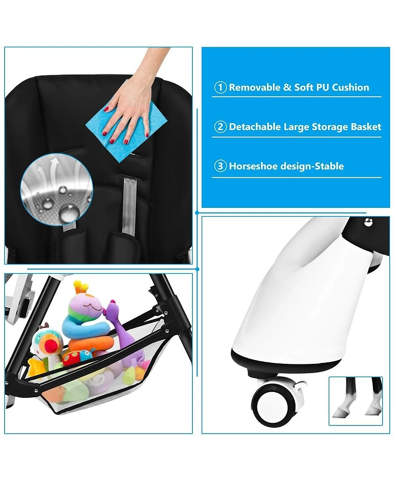 Sugift A Shaped Baby High Chair with Lockable Wheels