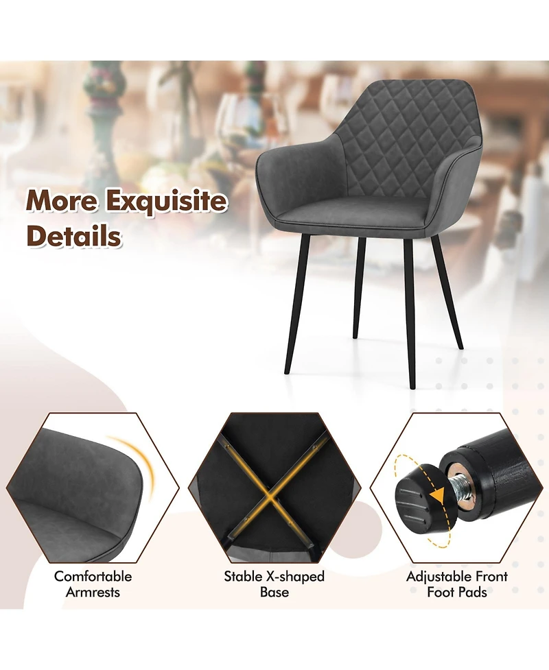 Sugift Leisure Dining Chairs Set of Two with Curved Backrest