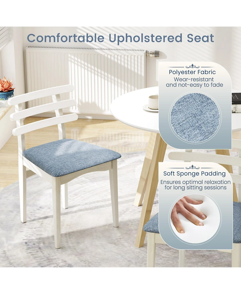 Sugift Fabric Kitchen Side Chairs Set of Two with Wood Frame