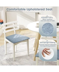 Sugift Fabric Kitchen Side Chairs Set of Two with Wood Frame