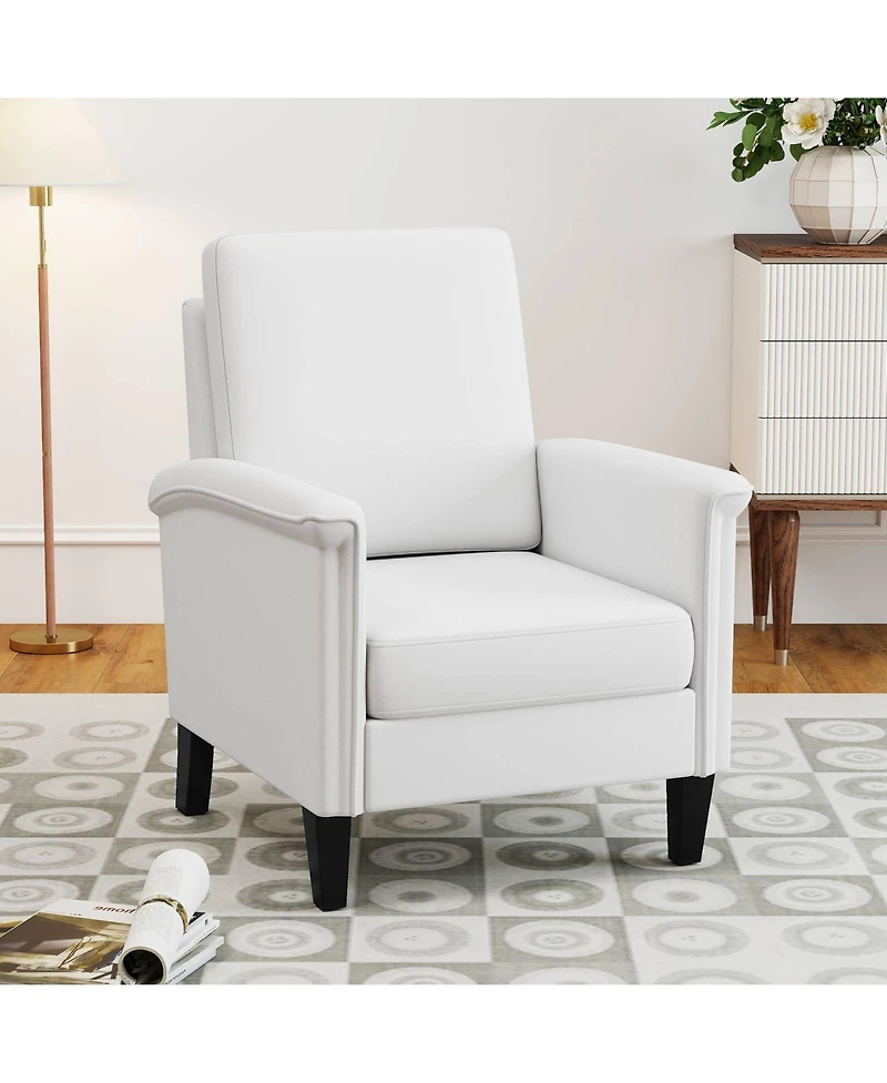 Sugift Farmhouse Floral Accent Chair with Solid Wood Legs and High Back