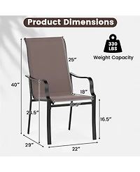 Sugift Patio Dining Chairs Set of Two with Wide Seat and Metal Frame