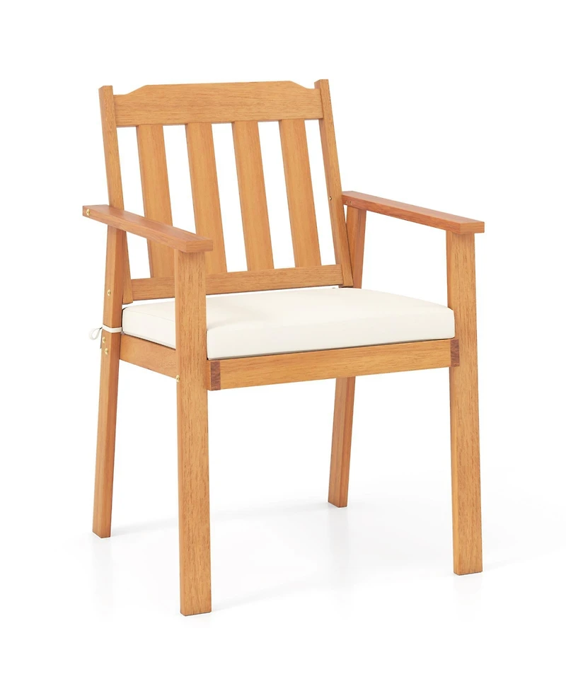 Sugift Two Piece Patio Dining Chairs with Acacia Wood Construction