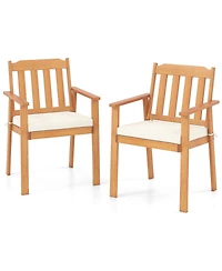 Sugift Two Piece Patio Dining Chairs with Acacia Wood Construction