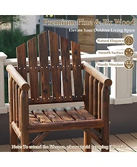 Sugift Outdoor Wooden Patio Dining Chair with Armrests
