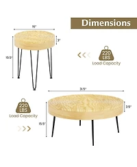 Gouun Set of 2 Solid Pine Wood Farmhouse Round Nesting Coffee Tables