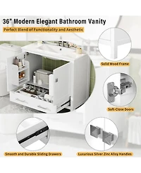 Sillysis 72 Inch Double Bathroom Vanity Set with Ceramic Sinks, Solid Wood Cabinet, Ample Storage and Soft Close Doors, Modern Freestanding