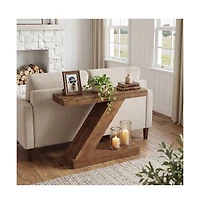 Tribesigns 41.3” Solid Wood Console Table, Z-Shaped Entryway Table, Mid-Century Modern Sofa Table