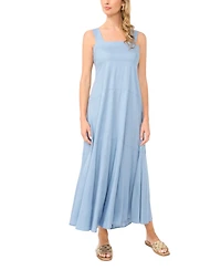 Vince Camuto Women's Challis Square-Neck Smocked-Back Sleeveless Maxi Dress