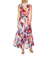 Vince Camuto Women's Printed V-Neck Maxi Dress