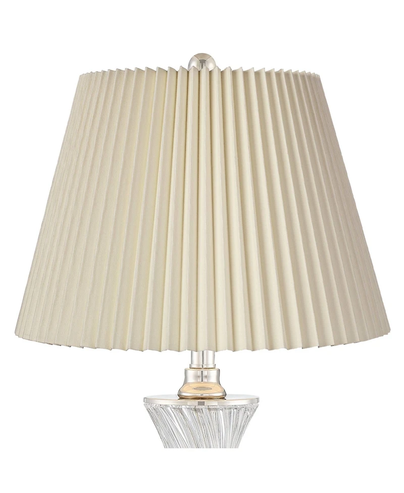 Regency Hill Luca Modern Table Lamps 25 1/2" High Set of 2 Twisted Glass with Usb Charging Port Drum Shade for Bedroom Living Room Desk