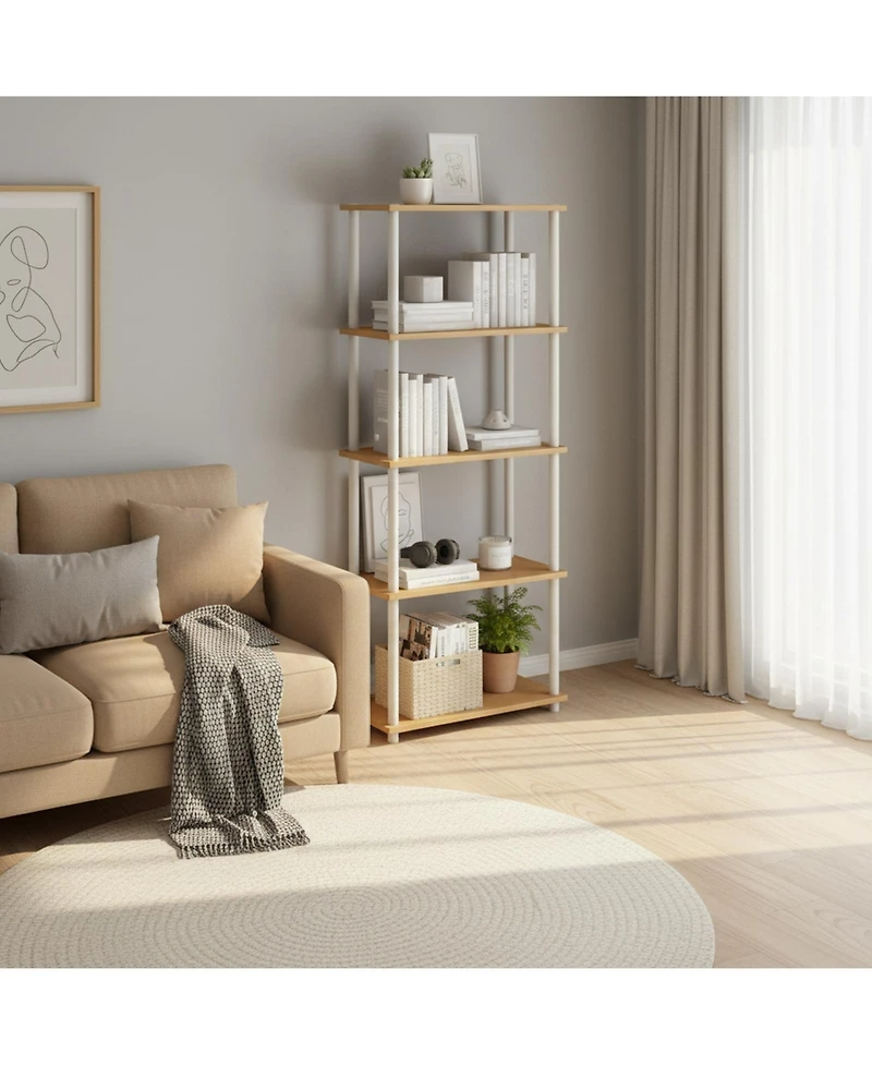 Yigii 3-Tier Bookshelf Compact Display Rack Modern Minimalist Wood Storage for Living Room Bedroom Home Office