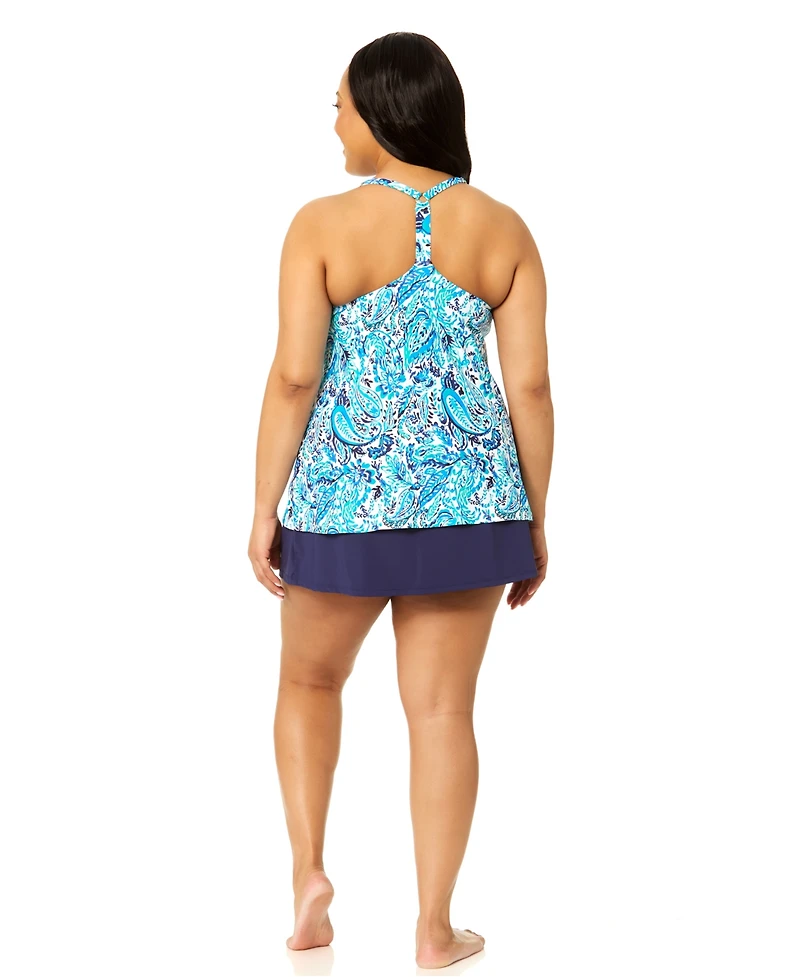 Island Escape Plus Printed V-Neck Underwire Tankini Top, Macy's Exclusive