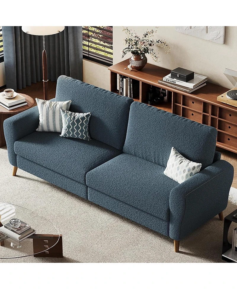 gaomon 84" Sofa Couch, Modern Boucle 3-Seater with Streamlined Armrests & Wood Legs