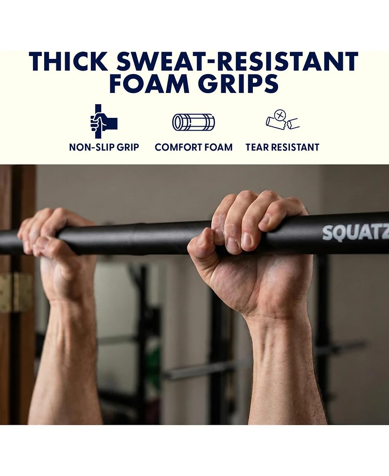Squatz Adjustable Doorway Pull-Up Bar 45-55 inches with Anti-Slip Grip (SQDPB55BK)