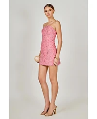 endless rose Women's Sequins Lace Strapless Mini Dress