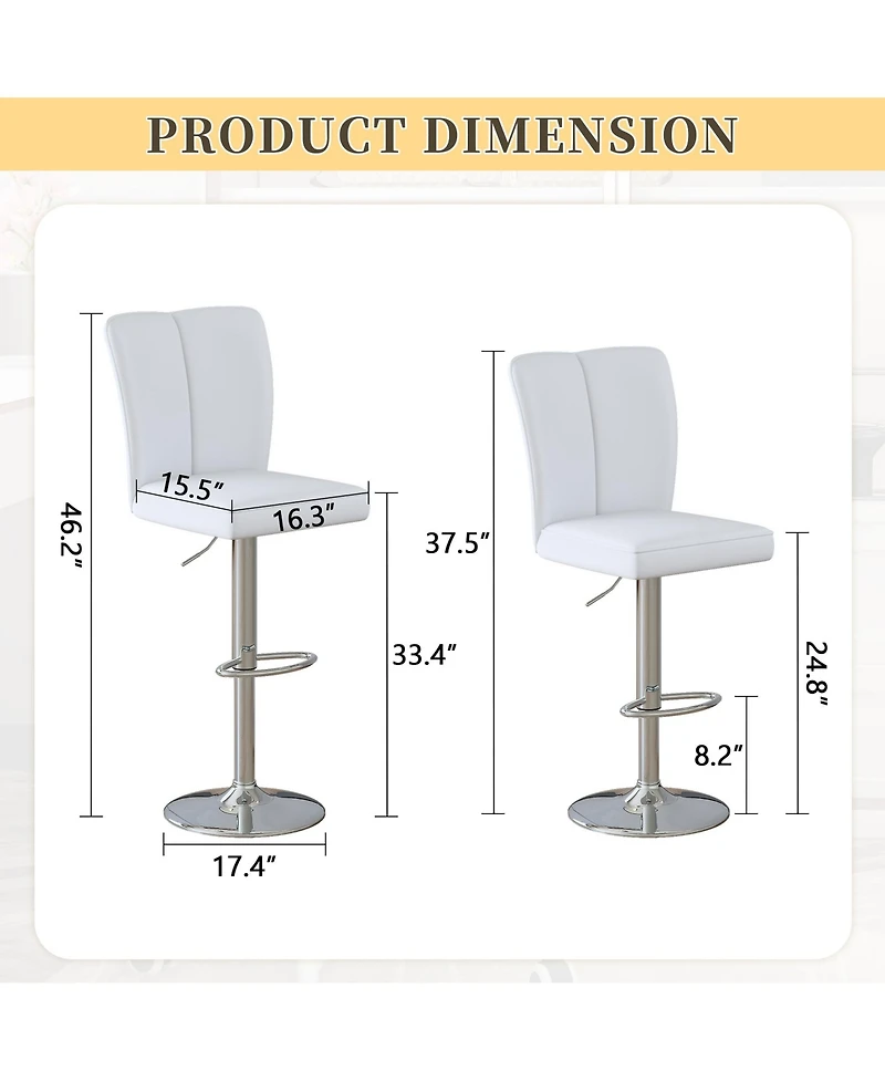 Rainsken Adjustable Bar Stools Set of 2