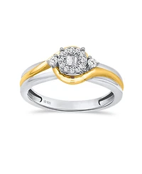 Diamond Two-Tone Promise Ring (1/6 ct. t.w.) Sterling Silver & 14k Yellow Gold-Plated