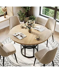 gaomon Round Table - 47"Kitchen Table for 4-6 People, with Storage Shelf and Sturdy Metal Frame, Modern Table for Kitchen, Living Room
