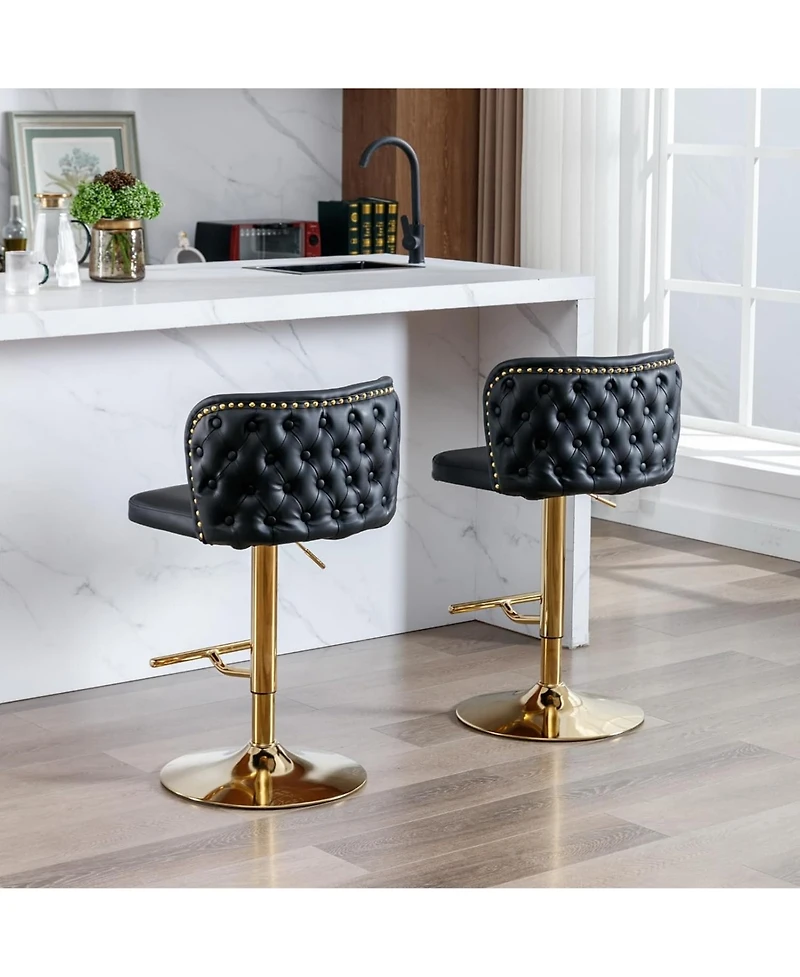 Rainsken Barstools Set of 2 - Modern Pu Leather Bar Stools
