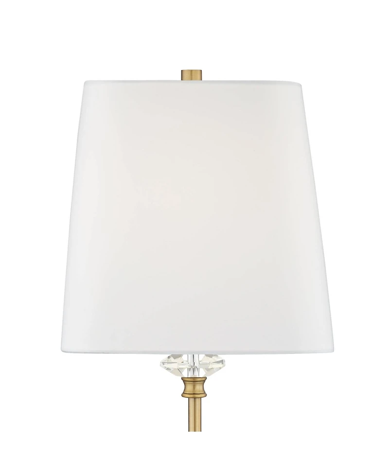 Regency Hill Julia 29 1/2" Tall Skinny Buffet Traditional End Table Lamp Usb Dimmer Gold Finish Crystal Living Room Charging