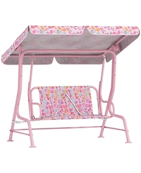 Qaba Kids Porch Swing, 2-Seater Outdoor Patio Swing with Safety Belt