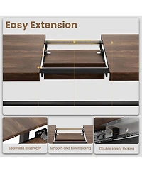 gaomon 63-83" Extendable Dining Table, Industrial Rectangular Dining Room Table for 6-8 People, Expandable Kitchen Table with Heavy Duty Metal Frame