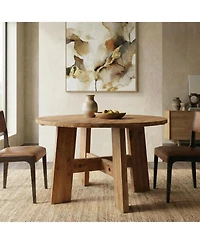 Tribesigns Solid Wood Dining Table Round Kitchen Table