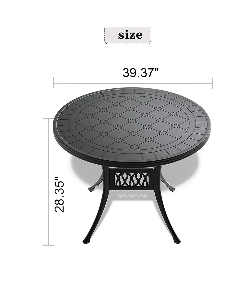 Clihome Cast Aluminum Patio Dining Table with Frame