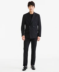 Kenneth Cole Reaction Men's Black Pinstripe Slim Techni-Cole Suit Jacket