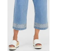 Style & Co Petite High-Rise Wide-Leg Embellished Jeans, Macy's Exclusive