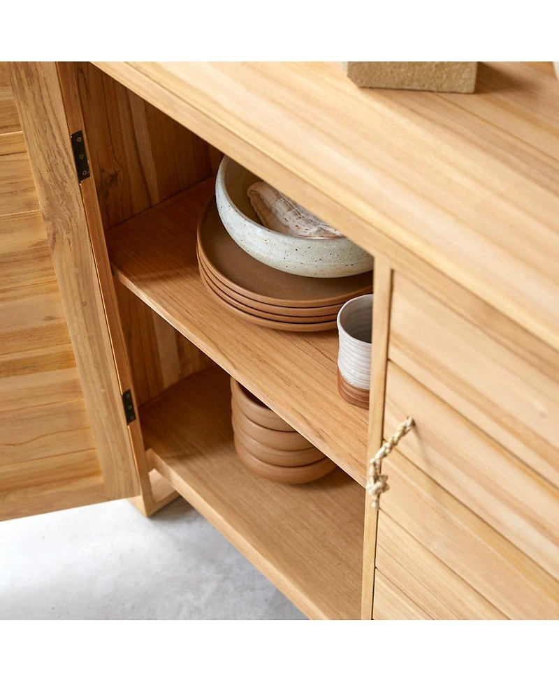 Tikamoon 170 cm Solid Teak Minimalist Sideboard Kitchen Cupboard